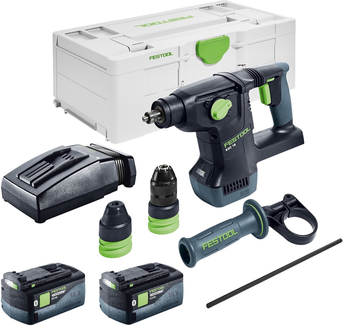 Festool KHC 18 EB-Basic accu-combi-hamer 18 V 2,6 J SDS-Plus Brushless + 1x accu 5,0 Ah + oplader + Systainer