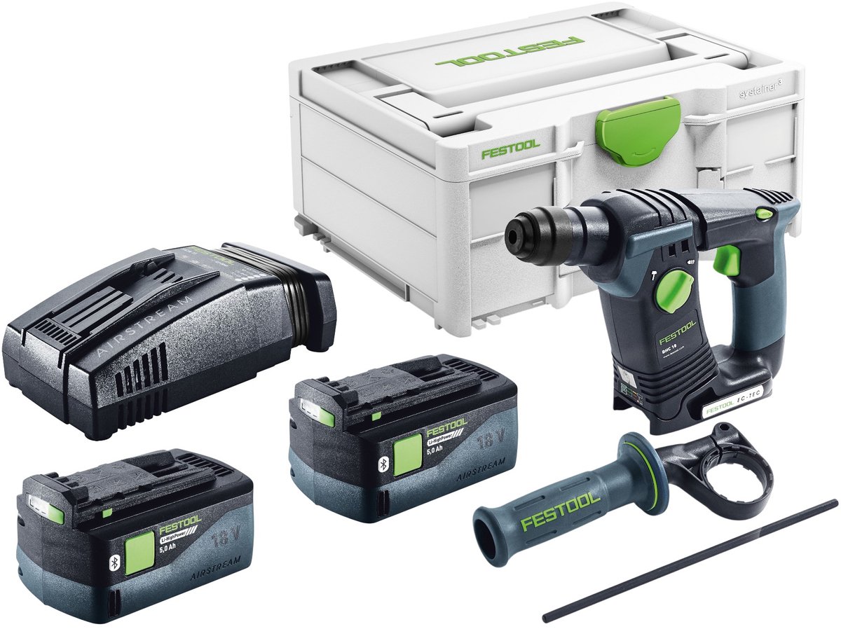 Festool BHC 18-Basic accu-boorhamer 18 V 1,8 J SDS Plus Brushless + 2x accu 5,0 Ah + snellader + Systainer