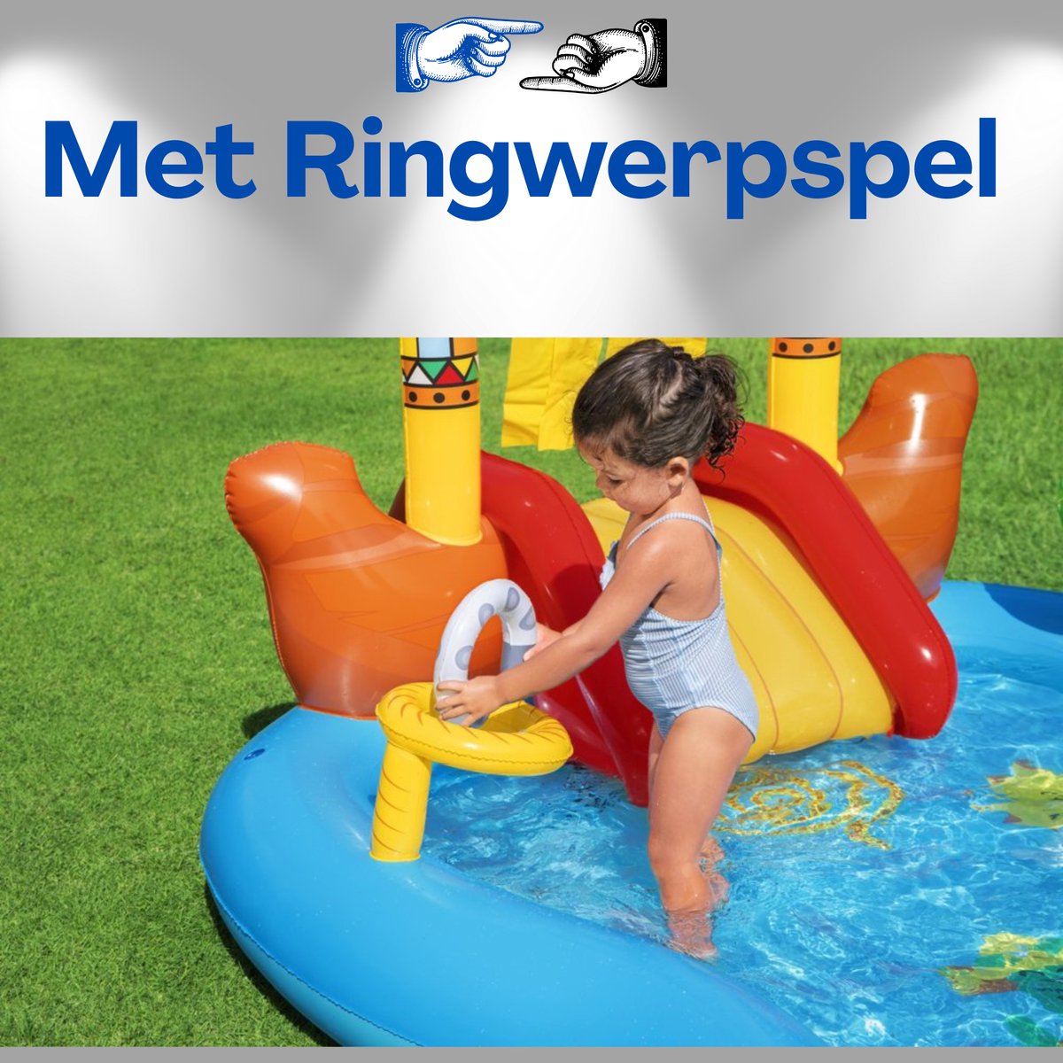 Bestway Opblaasbaar Waterpark 264x188x140 cm - Speelgoed 2 jaar - Kinder Zwembad met Glijbaan, Slang Waterfontein, Ringwerpspel en Cactus - PVC Waterspeelcentrum 278L - Voor Meerdere Kinderen - Inclusief Reparatiepatch Met Ebook — afbeelding 2