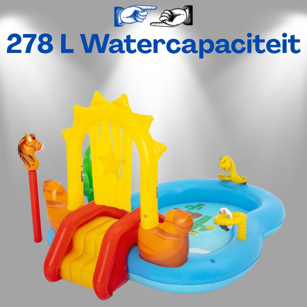 Bestway Opblaasbaar Waterpark 264x188x140 cm - Speelgoed 2 jaar - Kinder Zwembad met Glijbaan, Slang Waterfontein, Ringwerpspel en Cactus - PVC Waterspeelcentrum 278L - Voor Meerdere Kinderen - Inclusief Reparatiepatch Met Ebook — afbeelding 5