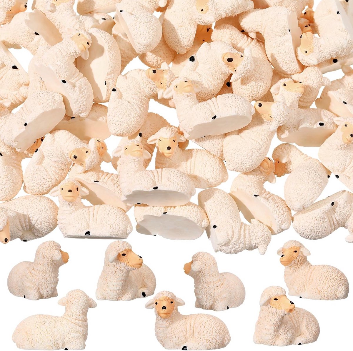 50 Mini Schaapjes Beeldjes Hars Decoratie voor Tuin en Huis