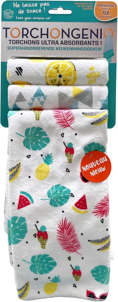 Set van 3 Superabsorberende Keukendoeken Zonder Strepen