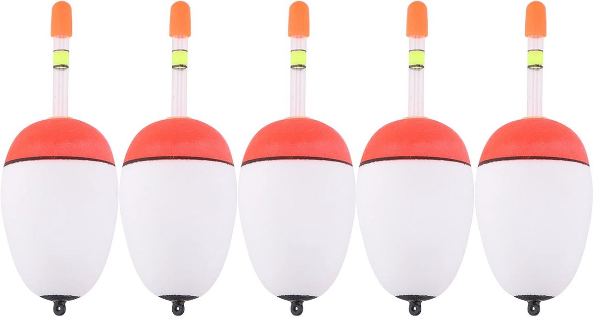 Set van 5 Zware Visdobbers (50 Gram) voor Vissen op Lange Afstand en Sterke Stroming