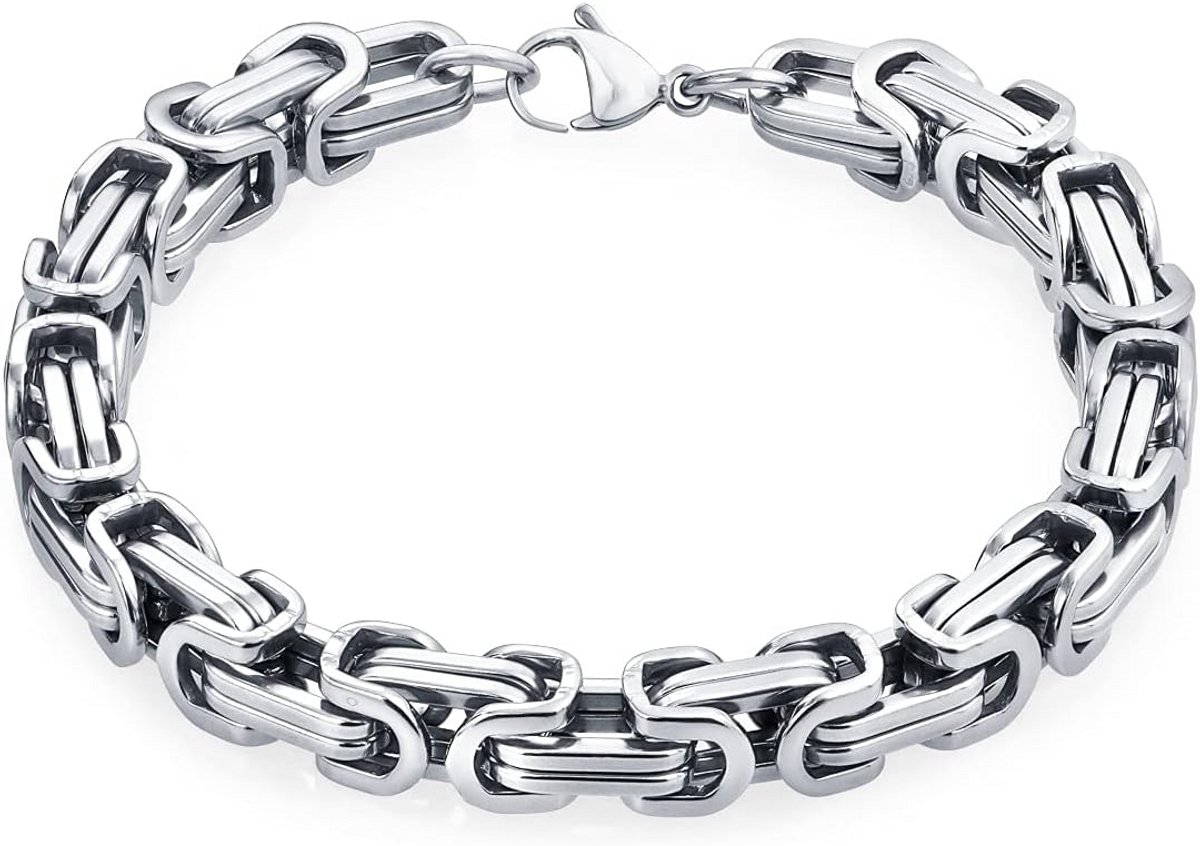 Zware Roestvrijstalen Heren Armband, Byzantijnse Ketting Schakelarmband, Stoer Biker Sieraad