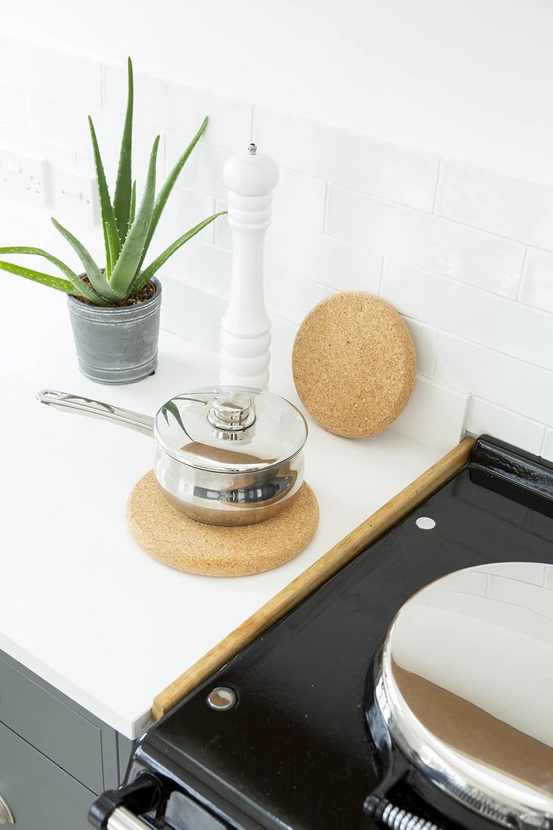 Ronde kurken onderzetter, middelgroot (205 x 25 mm) voor tafelbescherming