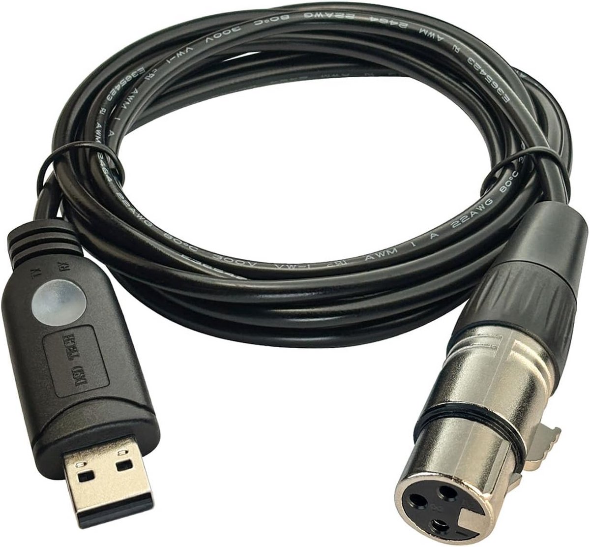 USB naar DMX kabel voor DMX512 verlichting - 1,8 meter - FTDI chip - Plug & Play