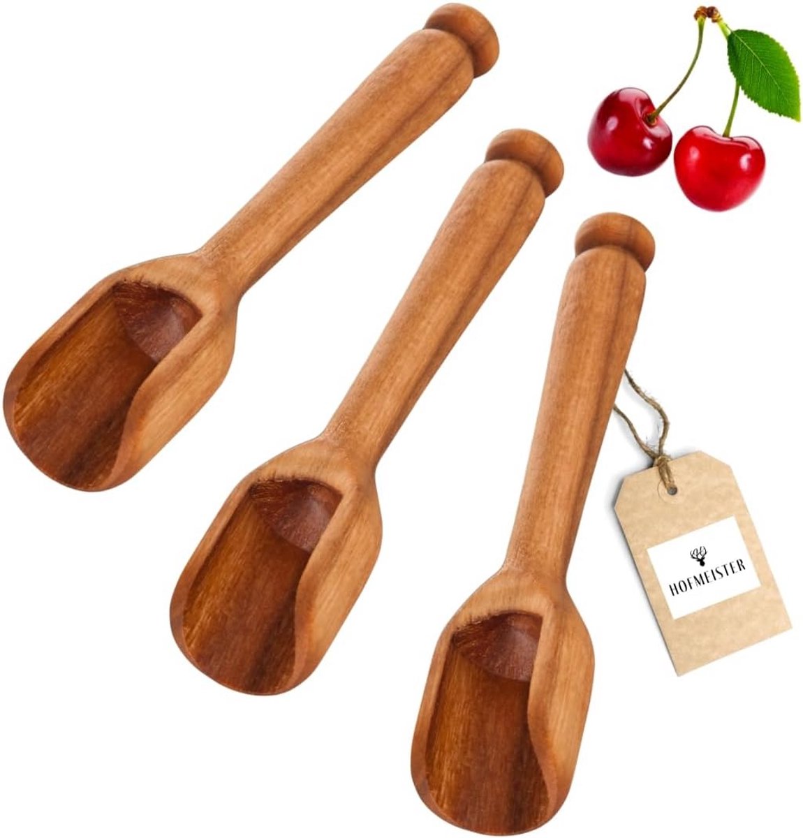 Scheppen met steelgreep geolied 3 stuks 30 cm houten barbecue-tang