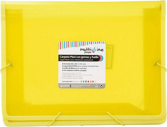 Maxi Map Maxi-map met elastiek en blaasbalg (A4+, geel) - Multiline | Grafoplás ...