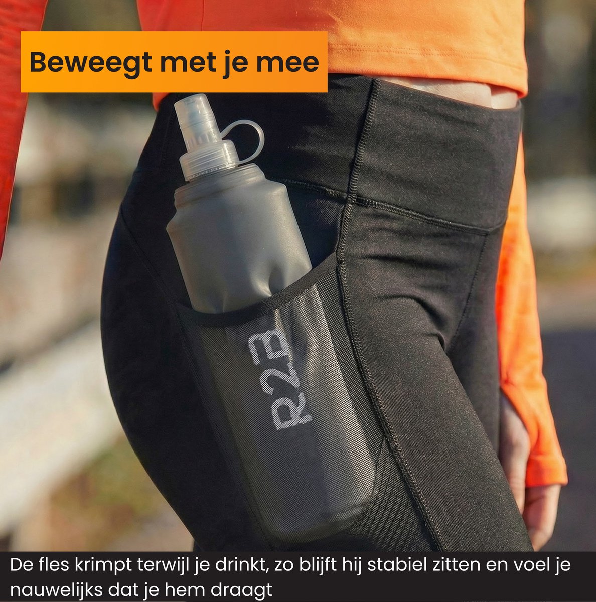 R2B Soft Flask 500 ML - Drinkfles Hardlopen - Opvouwbare Waterfles - Flexibele Drinkfles - Bidon/Drinkzak - Antraciet — cadeau in Sport & Outdoor - foto 3