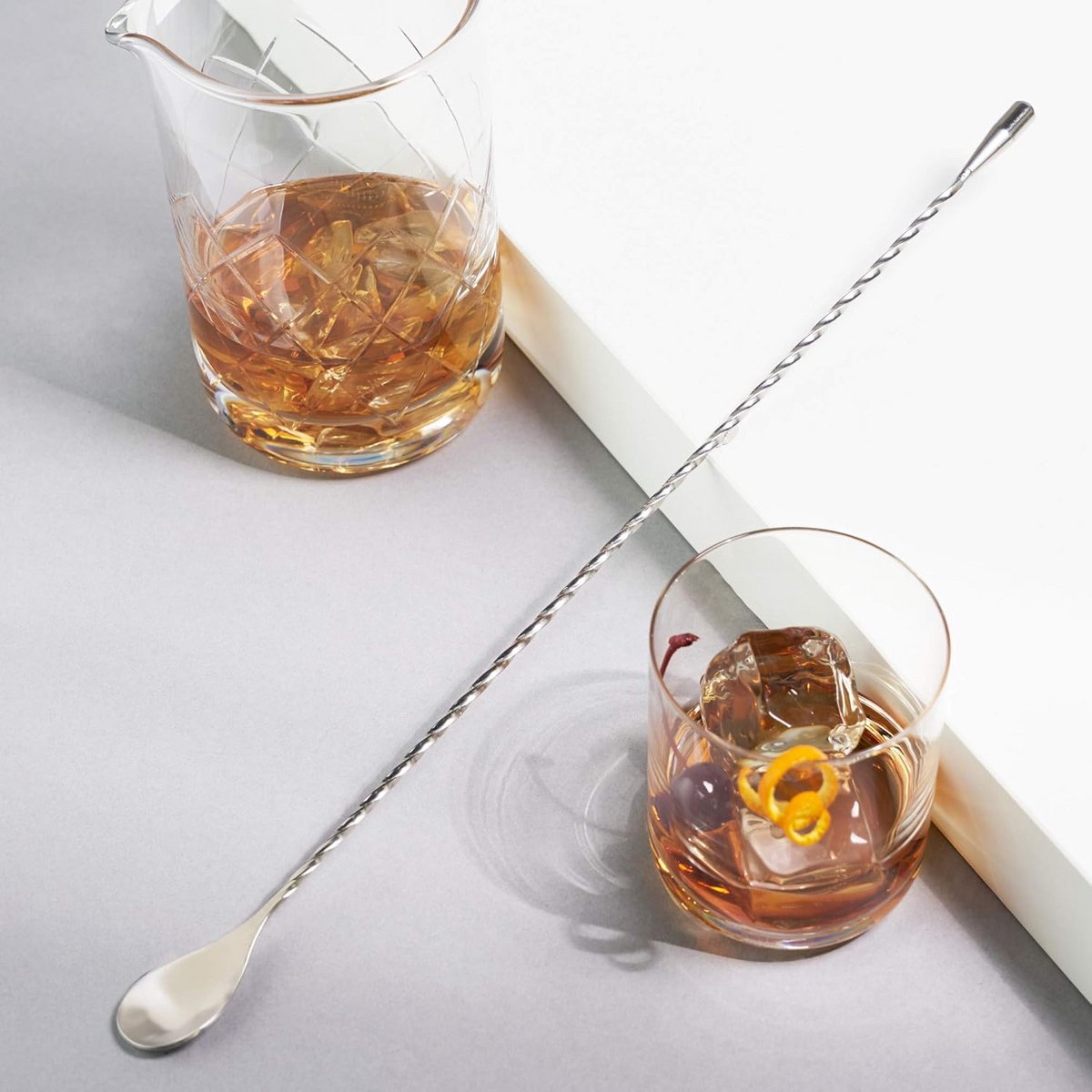 Gedraaide Barspoon met Traangewicht, 40cm, Roestvrij Staal, Japanse Stijl