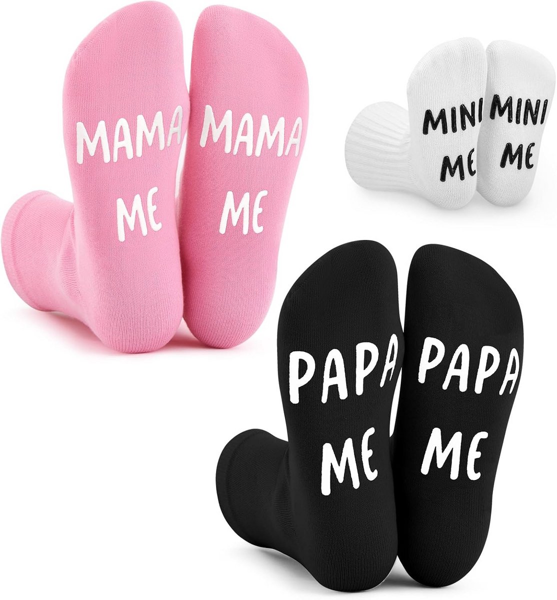 Set van 3 Partnerlook Sokken voor Papa Mama en Baby Cadeau
