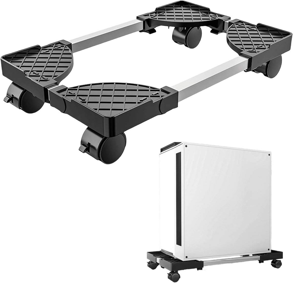 Verstelbare PC Voetstuk met Wielen - Universele CPU Houder voor Desktop Tower