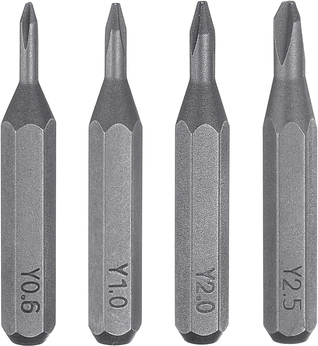Set van 4 Tri-Wings Schroevendraaierbits Y0.6 tot Y2.5 met Magnetische Kop