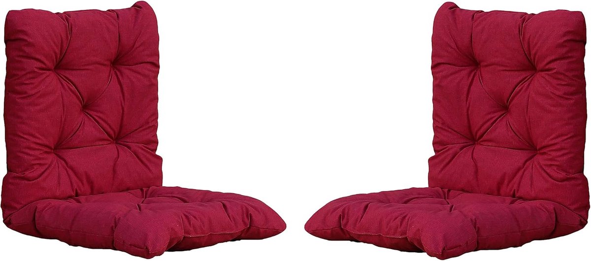 Zitkussen - Stoelkussen - Tuinstoelkussens - Eetkamer Kussen - Stoelkussens Eetkamer - Geschikt voor Binnen en Buitengebruik - Seat Cushion - 98 x 50 x 8 cm - Set van 2 - Rood - van Imperatoris
