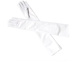 Latex Wetlook Handschoenen - Lange Uitvoering - BDSM - Wit - 54CM - One Size