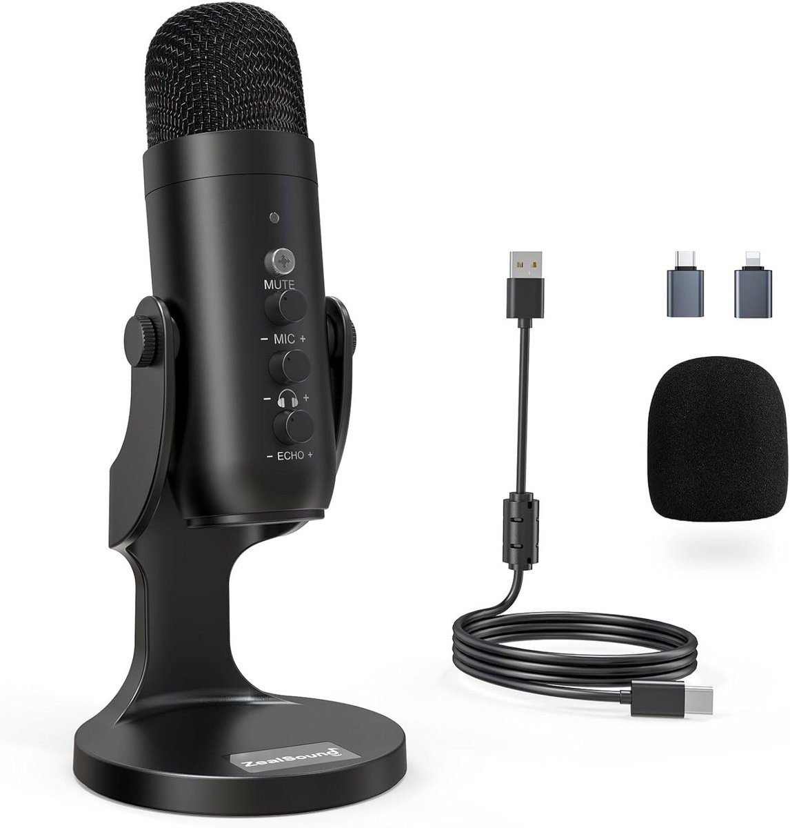 LeeuwenChoice® Podcast/Streaming Microfoon - USB Aansluiting - Desktop Model - Gaming Microfoon - Met Pop Filter & Shockmount