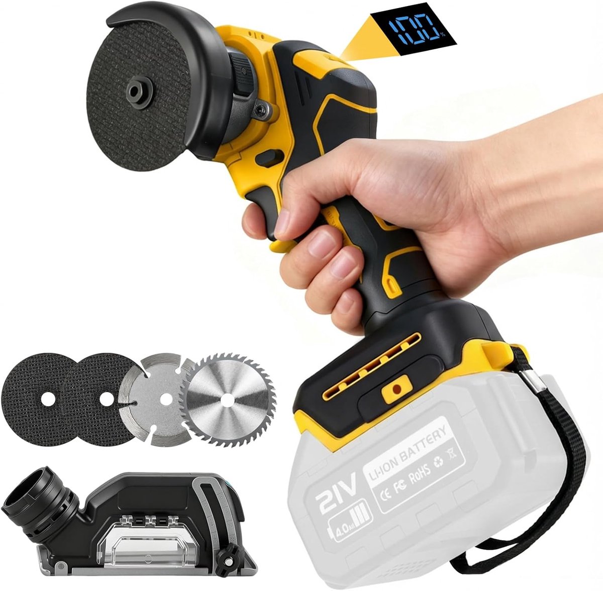 Accu Haakse Slijper - Mini Slijper - Metaal Slijpen - Borstelloze Motor - 3 Inch