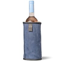 Kywie® wijnkoeler van schapenvacht – 100% natuurlijk – 0,75l – temperatuurbehoudend - geschikt voor wijnflessen, waterflessen en Dopper 800ML – Donkerblauw
