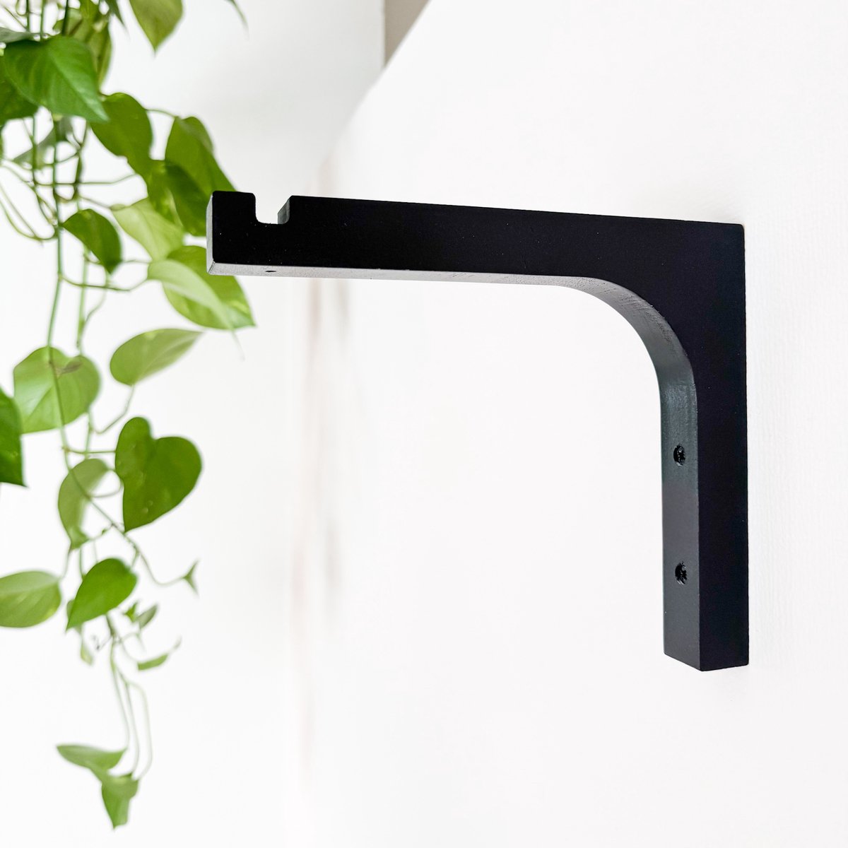 WallWood - Wanddrager hout recht - plantenhanger - set van 4 - zwart