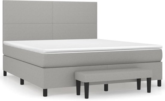 vidaXL-Boxspring-met-matras-stof-lichtgrijs-160x200-cm