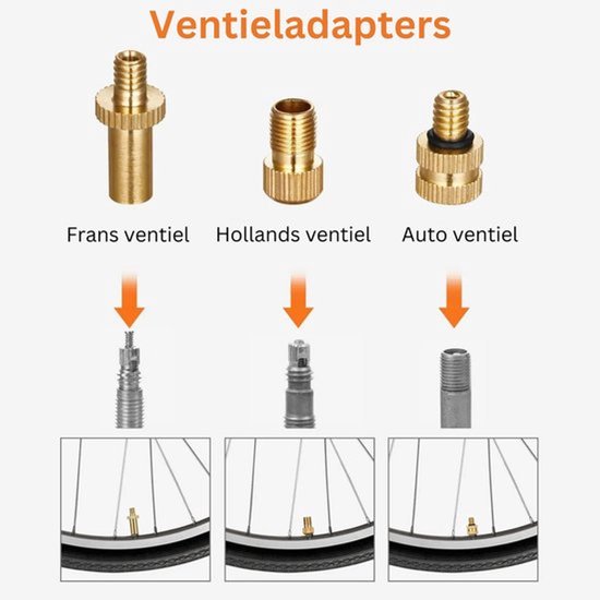 Ventiel adapters set 19 delig Geschikt voor / Elektrische Fiets Ventieladapters / Balnaalden / Fatbike / E-Step / Dunlop Verloopnippels / Autoband / Voetbal / Pomp verloopstuk / Zwemband / Luchtbed / Ballen Pomp / Universeel - Belle's products — afbeelding 2