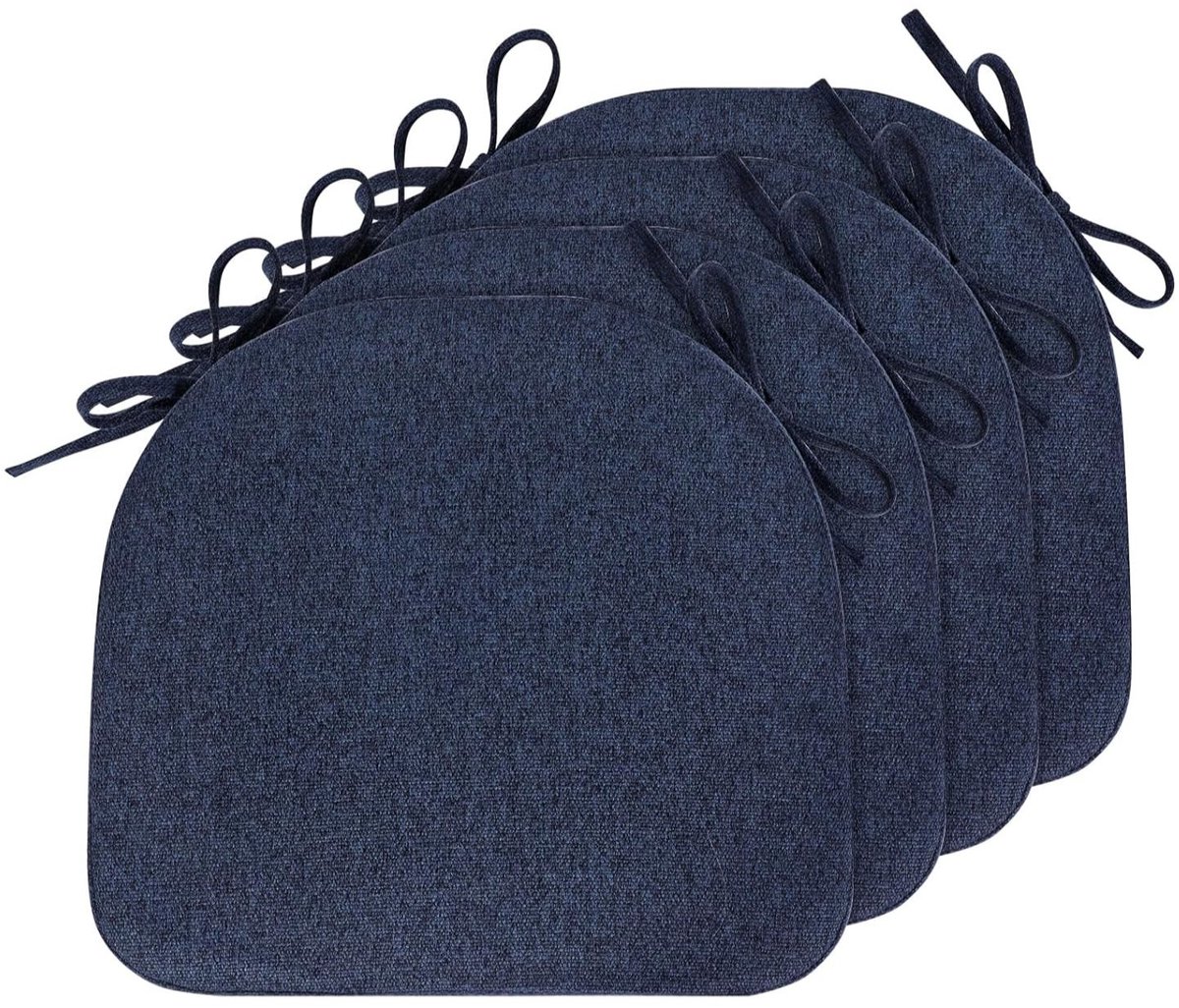 Zitkussen - Stoelkussen - Tuinstoelkussens - Eetkamer Kussen - Stoelkussens Eetkamer - Geschikt voor Binnen en Buitengebruik - Seat Cushion - 43 x 41 cm - 4 Stuks - Marineblauw - van Imperatoris