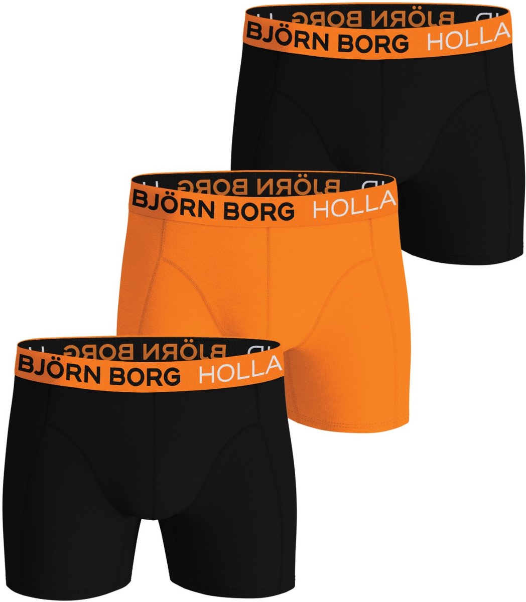 Björn Borg Boxershort Heren Nederland Oranje WK Voetbal Editie Holland - Oranje/Zwart - 3 Stuks - Maat M