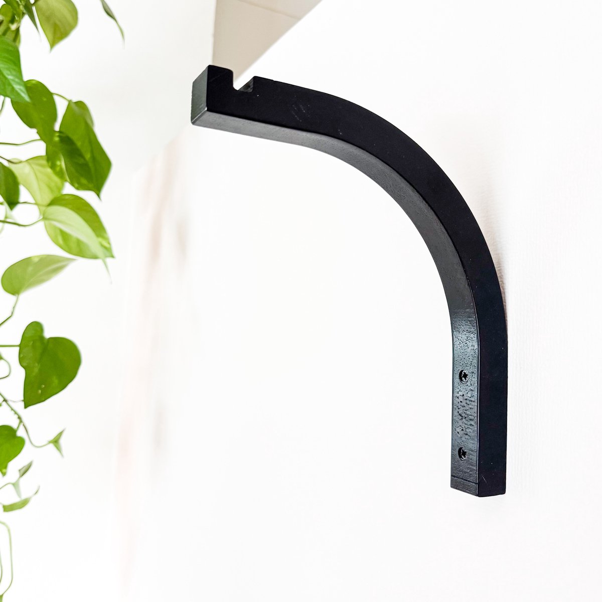 WallWood - Wanddrager hout gebogen - plantenhanger - set van 2 - zwart