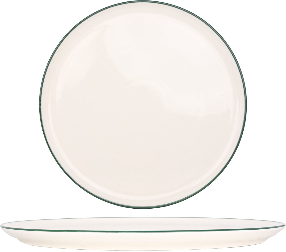 Rinart Pizzabord - Green Edge - Porselein - 32 cm - set van 2