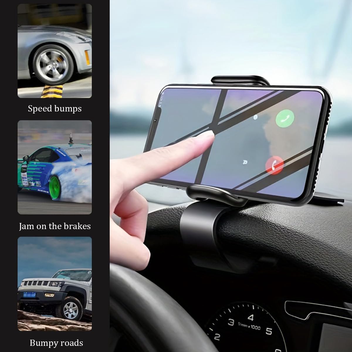 Mobiele telefoonhouder clip voor het dashboard, autotelefoonhouder 360 graden draaibaar, multifunctionele telefoonhouder voor het dashboard, universele auto-accessoires – foto 2