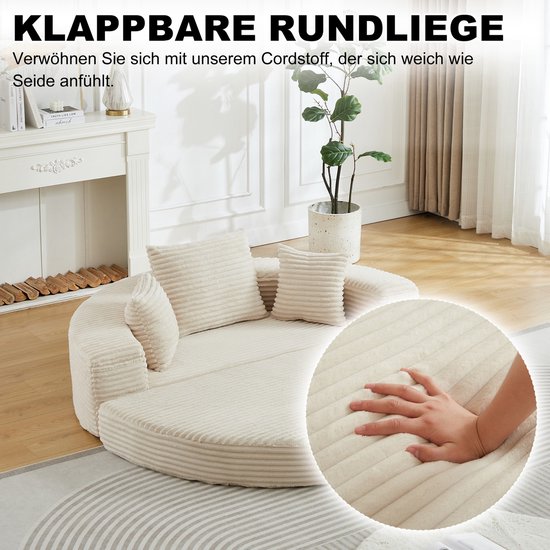 2-in-1 Schuim Slaapbank Met Opbergvak - Halfrond Naar Rond - Beige ...