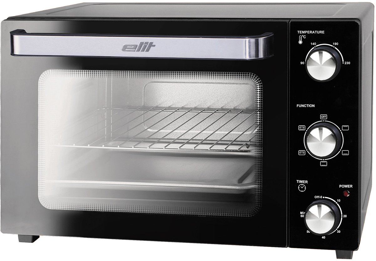 Elit optiOne elektrische mini oven 35L- 1500W- vrijstaande elektrische oven- met timer en temperatuur regeling- grill, bak en toast-zwart – foto 4