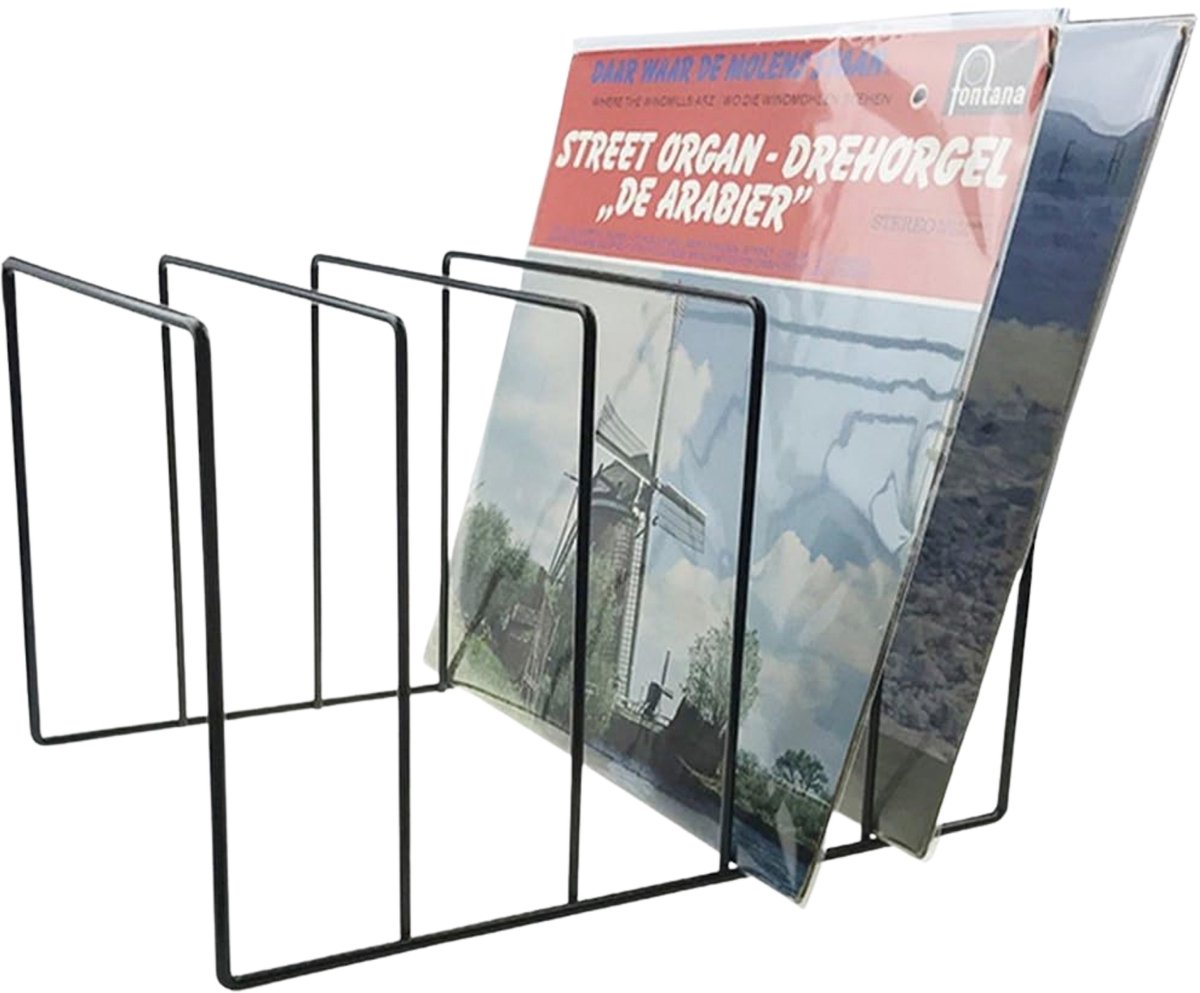 LP Opbergsysteem - Zwart - Elpee Opbergrek - Platenrek van Metaal - Opbergrek LP - Vinyl OpbergSysteem - 50 tot 60 Platen - Bordenstandaard