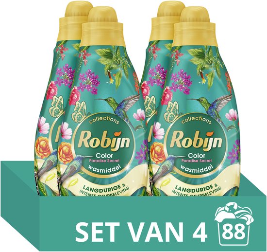 Robijn Klein & Krachtig Collections Vloeibaar Wasmiddel - Color Paradise Secret - 4 x 22 wasbeurten - Voordeelverpakking