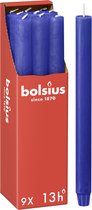 Bolsius - Rustieke Dinerkaarsen - Blauw - 9 stuks - 13 branduren - 27cm