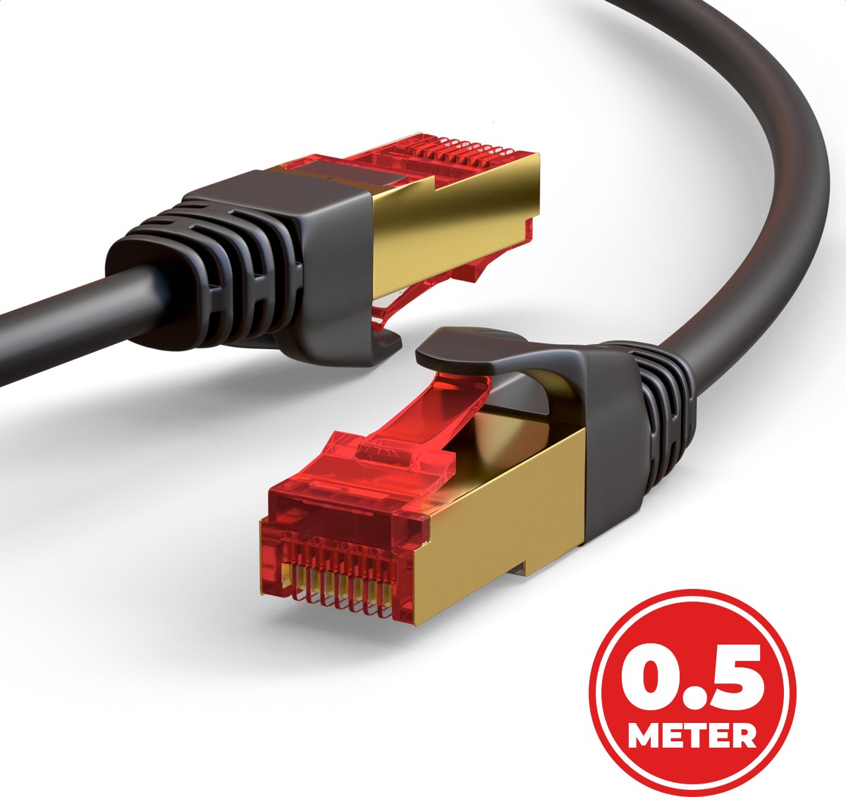 ProFPS Ethernet Kabel Cat 8 – 0.5M – 40Gbps – S/FTP – RJ45 – Zwart