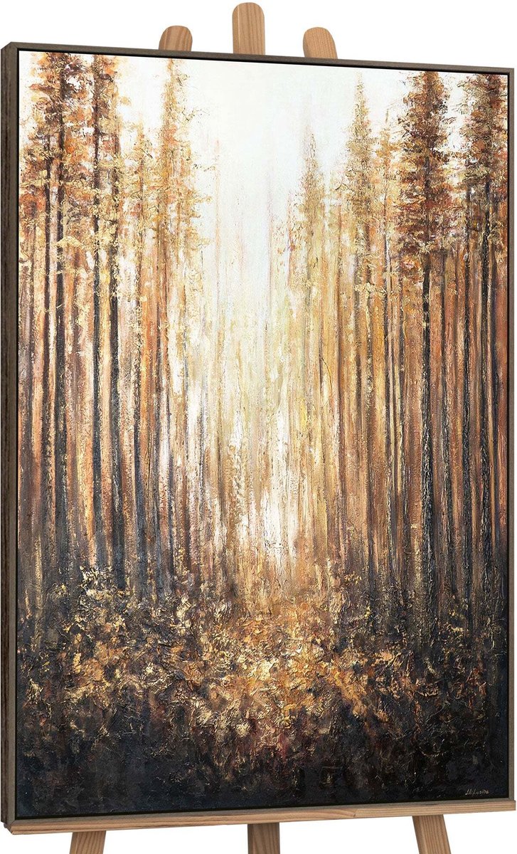 YS Canvas schilderij handgeschilderd forest radiance abstract – YS-Art Gallery – Luxe wanddecoratie voor woonkamer – Modern schilderij voor slaapkamer en hal Grey