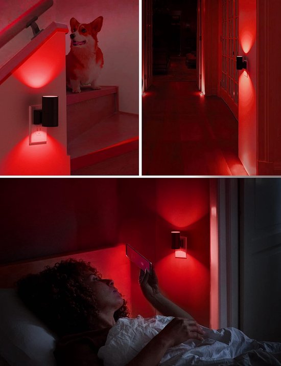 Nachtlampjes Plug-in - Slaaphulp Verlichting - Donkere Ruimtes - Automatische Sensor - Compact Ontwerp - Rood Licht van Merkloos — afbeelding 3