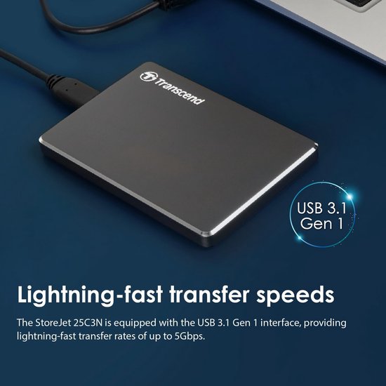 Externe Harde Schijf - Draagbare Opslag - Bestanden Back-uppen - Ultraslank Aluminium Ontwerp - 1TB Capaciteit - Ijzer Grijs — afbeelding 3