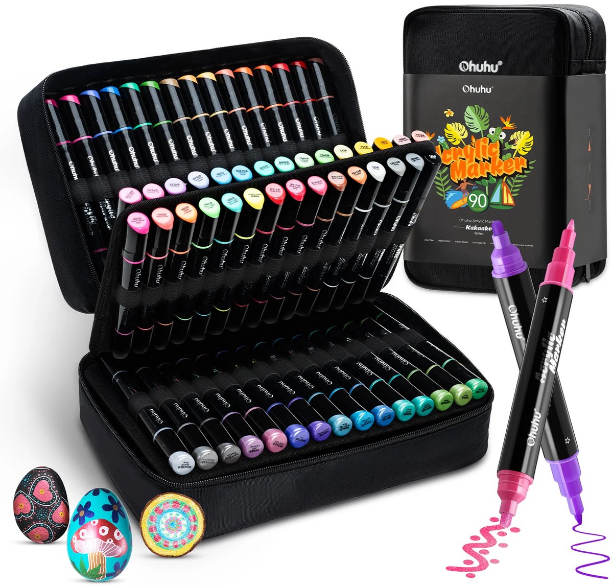 Ohuhu - Kakaako - Dual Nib Acrylic Marker Pens - 90 kleuren