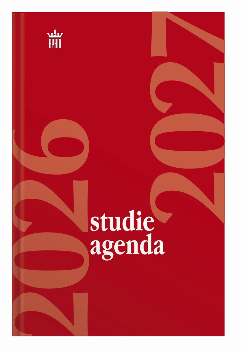 Ryam | Studie agenda Hardcover | 2026/2027 | Genaaid gebonden | 15 x 20 cm | Rood |