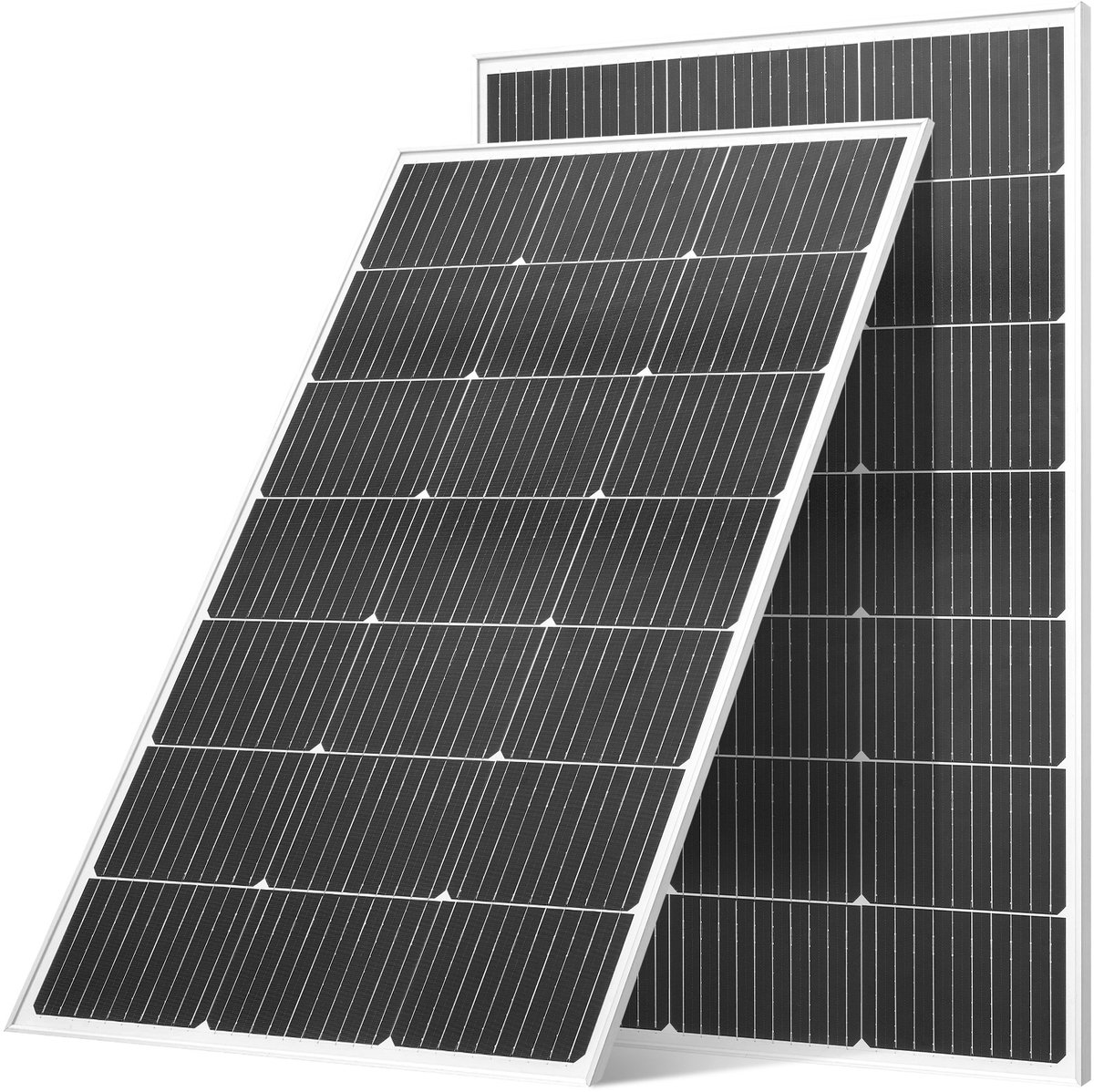 VEVOR Monokristallijne Zonnepanelen, 100w 2-Pack, Pv-Module met Mc4-Uitgang en Aluminium Frame, Ip65 Waterdicht Zonnepaneel, Off-Grid energiecentrale voor Balkon, Auto, Boot, Camper, Plat Dak
