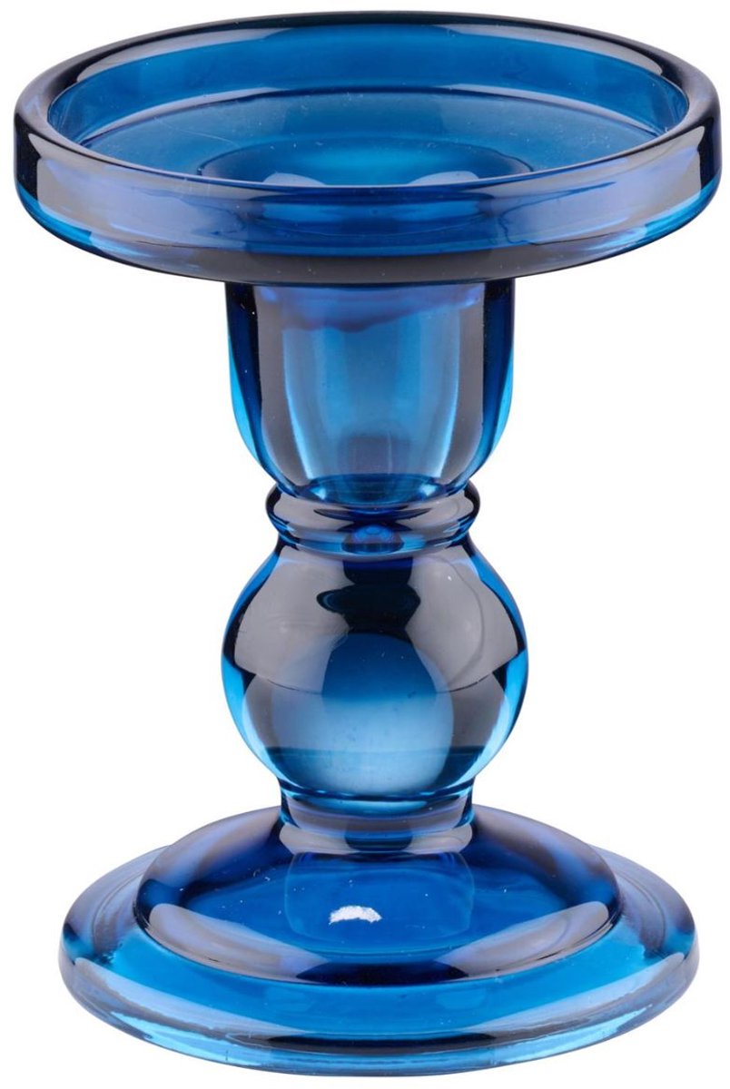Arti Casa Kandelaar voor Stompkaars - Glazen Kaarsenhouder Transparant - Ø8,5 x 11 cm - Blauw