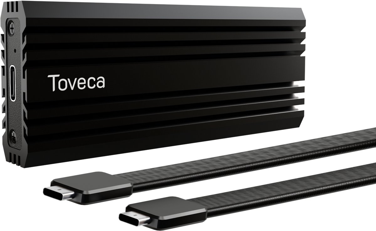Toveca M.2 SSD Behuizing met Heatsink - 20 Gbps USB 3.2 2x2 NVME Behuizing - M-Key/ B&M Key 2230/ 2242/2260/2280 - Zwart