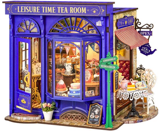 Robotime Leisure Time Tea Room - Rolife DIY Miniature House Series - DG171 - Rolife - Miniatuurhuis - Knutselen - Bouwpakket