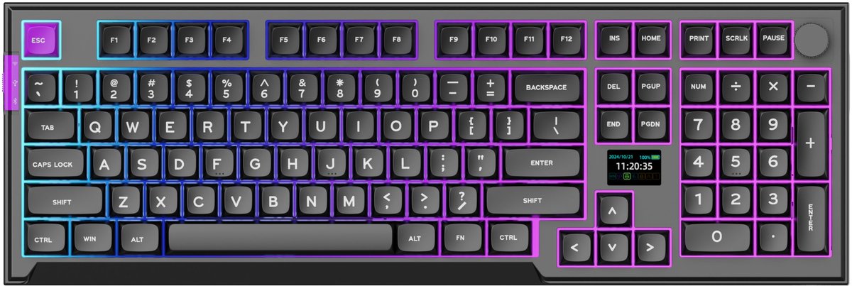 PREYON SILENT CLAW YELLOW - Gaming Toetsenbord - Gateron Pro 3.0 - RGB & LCD - Tri-Mode Draadloos - Gasket Mount