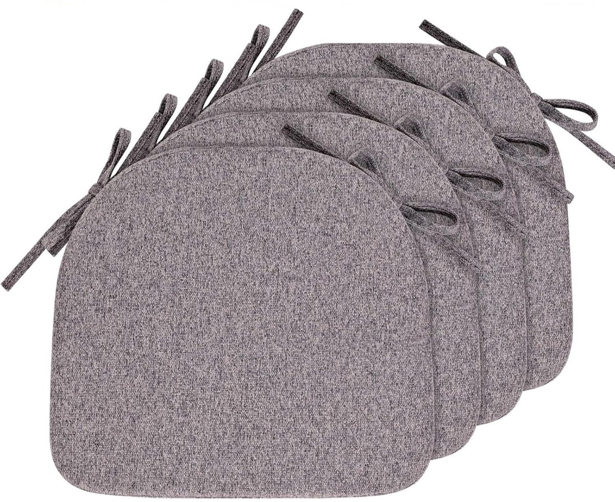 Zitkussen - Stoelkussen - Tuinstoelkussens - Eetkamer Kussen - Stoelkussens Eetkamer - Geschikt voor Binnen en Buitengebruik - Seat Cushion - 43 x 41 cm - 4 Stuks - Lichtgrijs - van Imperatoris