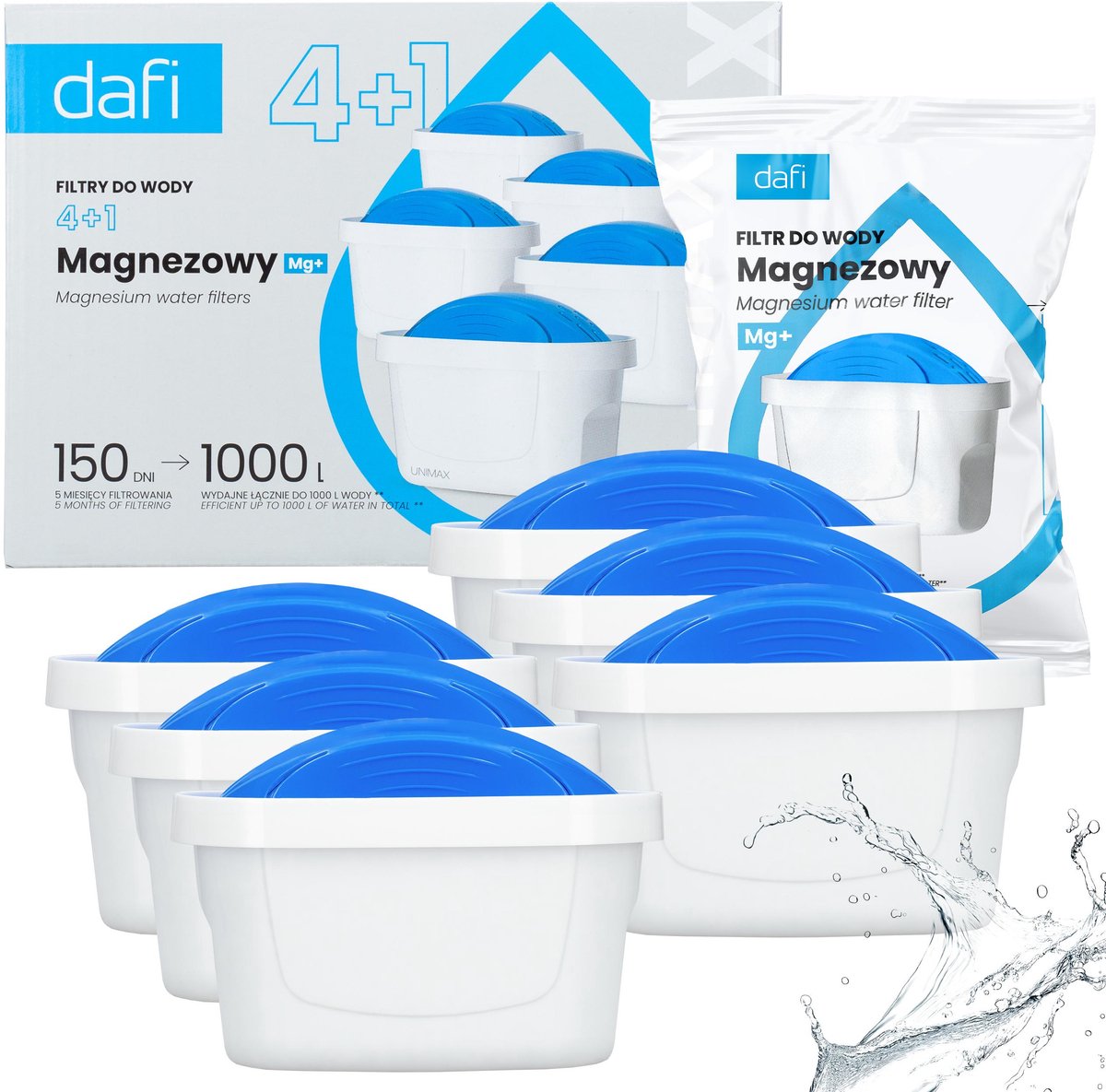 Dafi Unimax Mg+ Waterfilter 6 Stuks – Magnesium Filter Cartridge voor Waterfilterkan Verbetert Smaak van Kraanwater – Geschikt voor Dafi Crystal, Astra, Mila