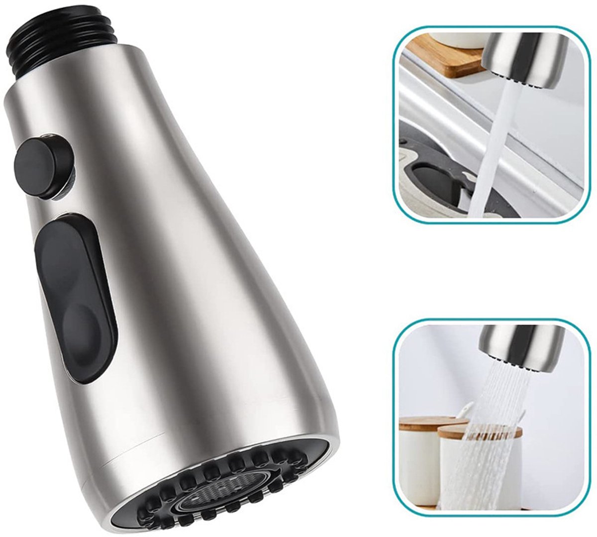 Vervangend onderdeel voor uittrekbare keukenkraansproeier - Vervangende sproeikop voor uittrekbare gootsteensproeier, alleen de sproeikop voor keukenkraan met G1/2 (0,8 inch) aansluiting (geborsteld nikkel)