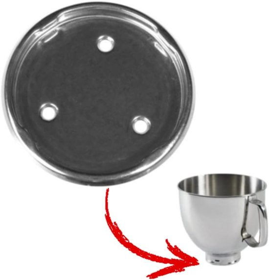 Schaalaanzet Bodemplaat - Komhouder Keukenmachine - Keukenmachine Reparatie - Roestvrij Staal Materiaal - 16 x 16 x 1 cm - Zilver van Merkloos — afbeelding 2
